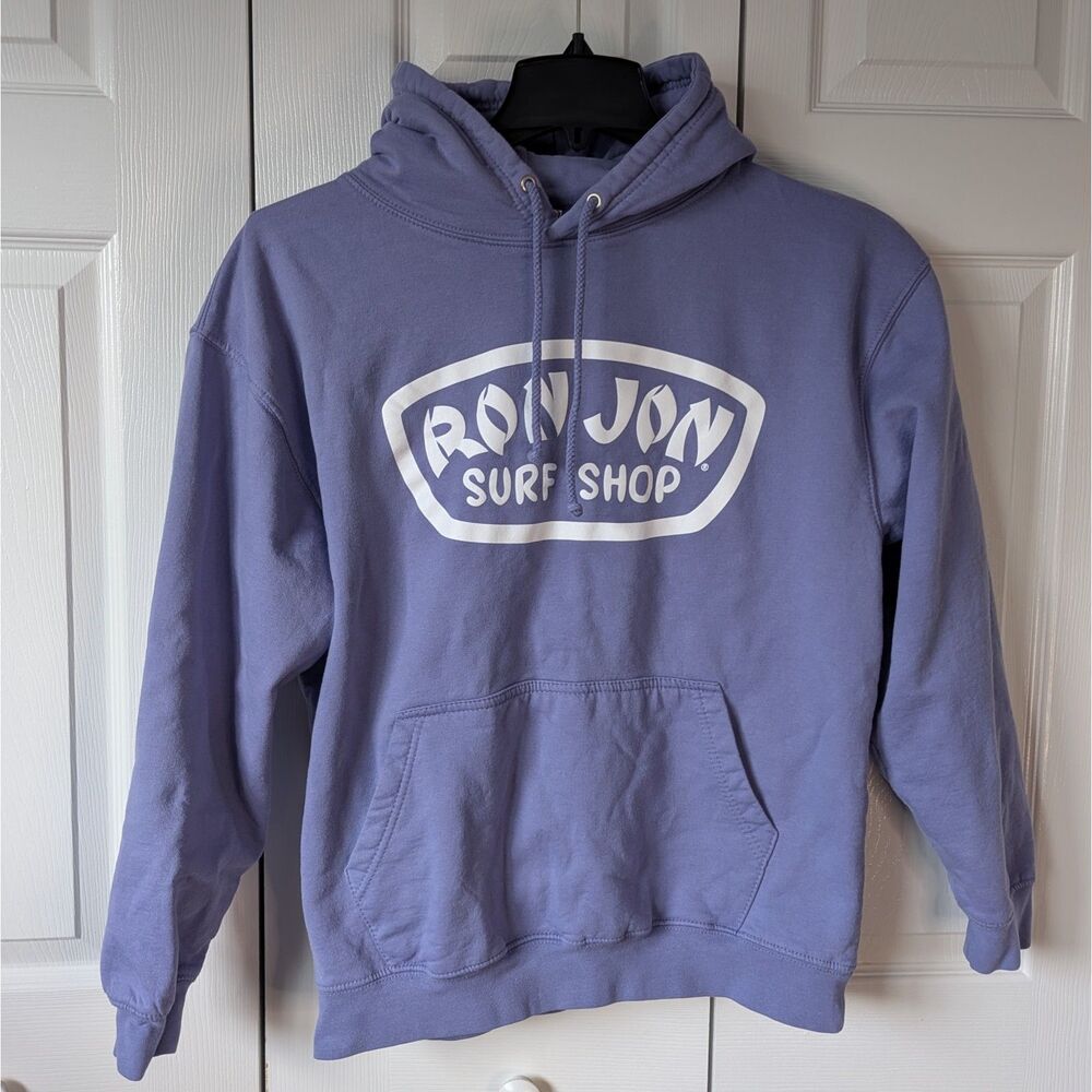 Ron Jon Surf Shop Women's Large Badge Pullover Hoodie Lavender Cotton Blend